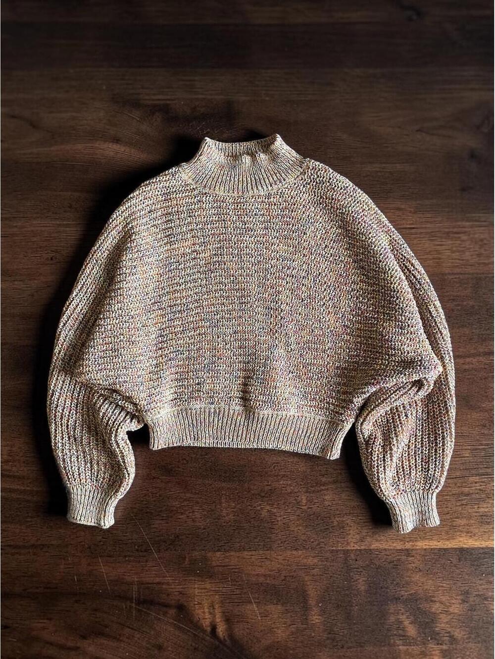 BB Dakota Womens Sweater Top Size S Mock Neck Multi Color Cotton Blend Knit